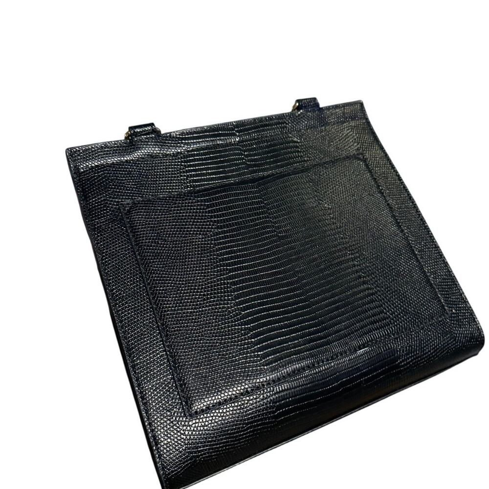 Modern Picnic Black Croc-Embossed Top Handle Shoulder Bag used once - Picture 9 of 11
